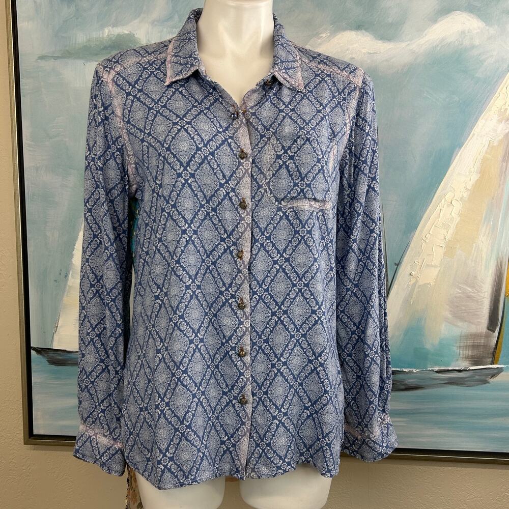 Aratta Silent Journey Button Down Blouse size med - Picture 2 of 9